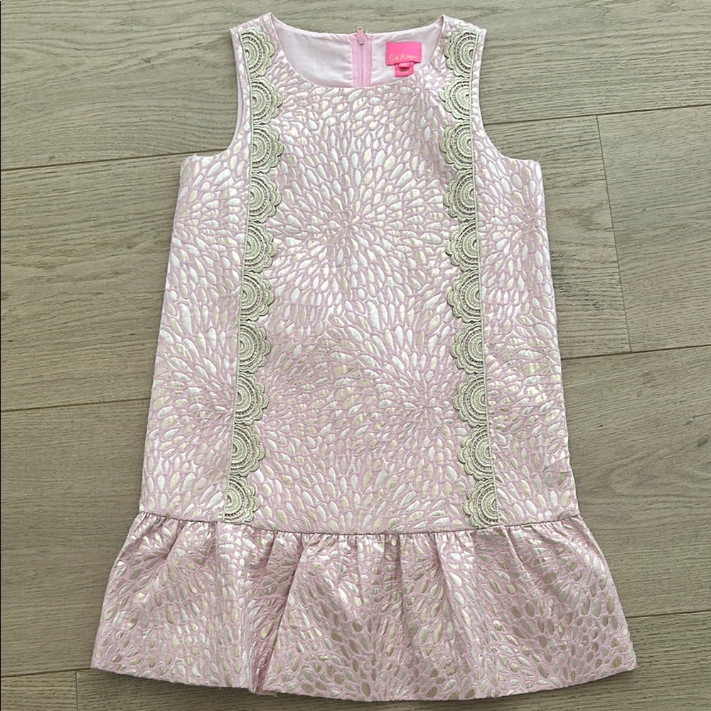 Lilly Pulitzer Pink and Gold Embroidered Dress